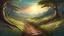 Placeholder: illustration {a scene showing a path leading away in the wilderness} digital art, semi-realistic, fantasy, dreamscape