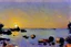 Placeholder: Exoplanet in the horizon, stones, lake, lesser ury and konstantin korovin painting