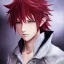 Placeholder: final fantasy 14, final fantasy, detailed anime boy, crimson red hair, wolf ears protruding, white trench coat, intricate details, full body portrait, keep head in frame, slight smile with a single fang exposed, black Japanese motif, concept art, highly detailed, digital painting, concept art, sharp focus, illustration, art by Yoji Shinkawa, WLOP and greg rutkowski and alphonse mucha and artgerm and yanjun Chen and Junji ito and Makoto Shinkai, HDR, octane render