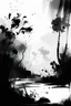 Placeholder: art background, nature scene brush strokes, black white