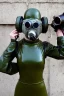 Placeholder: Russian military girls.Tendril-gas-mask-Synthesizer-proboscis. Army green surfaces body, latex. skin is golden hard plastic material. Cyber-punk Metallic headphones and speakers, Old-fashioned cameras integrated to heads. LED-eyes Perfect body, thick thighs and calves. simple face. Wide hip, red fabric skirt bleats nicely. Partly symmetrical. Golden ratio. Space-corrosion, rusty and decayed background. Steam-plunge air-bottles. Euclidean 3D-tiling walls. 5th dimension. Oppressive atmosphere