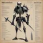 Placeholder: ConceptSheet: AD&D monster skeleton warrior, with statistics [by Jeff Dee]