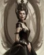 Placeholder: old evil queen in black leather gown, femme fatale, volouptous, busty, cleavage, angry, emperious, 8k resolution concept art portrait by Greg Rutkowski,