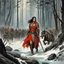 Placeholder: [art by Antonio Sant'Elia] THE DEATH DEALER: tribeless barbarian in a large forest that, after the end of the Ice Age, will one day become the Mediterranean sea. When the Mongol-esque Kitzaak Horde invade the forest, various parties try to recruit Gath's aid to defend against them. One of them, the beautiful sorceress Cobra, gives Gath a helmet possessed by the god of death. The helmet gives him godlike power but at the same time tries to break Gath to its will. With the help of the worldly trav