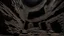 Placeholder: dark rock cave, looking upward as the cave continues upward. waterworks are used to deliver mined ore from the top of the cave down to the bottom, lined by a small dam, in the style of jordan grimmer