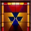 Placeholder: Hyper realistic piet mondrian stained glass window with lead, 4k, sunny day outside, ambient glow