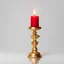 Placeholder: A red Valentine's candle on a gold candlestick on a white background