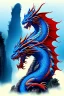 Placeholder: fantasy chinese blue dragon on top of Zhangjiajie