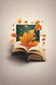 Placeholder: square logo , landscape with leaf fall, flying leaves in the book