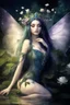 Placeholder: Dark blue hair , tiara, purple hair, dark , fairy,nymph saphire, blue, emerald,rapunzel hair ,enchanted ,,purpleydragonfly,elven crown, gothic,water lilies, lotus,pond,amethyst