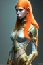 Placeholder: painting of a tall elven young woman with short light orange hair and freckles on the cheak bones and tall body of a topmodel light clothes, full shot, ultra realistic, concept art, intricate details, eerie, highly detailed, photorealistic, octane render, 8 k, unreal engine. art by artgerm and greg rutkowski and charlie bowater and magali villeneuve and alphonse mucha