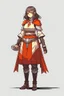 Placeholder: full length, 22-year old female cleric, red bracelet, scale mail