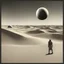 Placeholder: person alone in planet ,analog ,b&w ,Dune-Desert Planet Arrakis: Image of a barren, sandy desert planet with two moons in the sky, conveying the harsh environment of Arrakis., Alexandro Jodorowsy Art,Juan Gimenez Art,Space Art,Sci-Fic Art,Dark Influence,NijiExpress 3D v2,Kinetic Art,Datanoshing,Oil painting,Ink v3,Splash style,Abstract Art,Abstract Tech,CyberTech Elements,Futuristic,Epic style,Illustrated v3,Deco Influence,Air Brush style,drawing