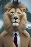 Placeholder: Anthropomorphic lion with hyperrealistic suit and tie 8k