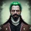 Placeholder: Lorenor Zorro with green hair from one piece, steam punk, scary, horror, realistic, made in octane, cinematic, movie, CGI, ultra-realistic, extremely detailed octane rendering, 8K, VRAY Super Real ar 2:3, dof photorealistic futuristic 50mm lens hard lighting dark gray tintype photograph, realistic lighting, sephia colors