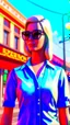 Placeholder: supper star, detailed face. Beautiful woman. big retro sunglasses, Full body ,standing pose,highly detailed, hyperdetailed standing on street, complex, 8K, HD