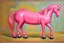 Placeholder: Big pink plastic toy horse.19th painting