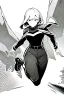 Placeholder: military girl runs fast, greyscale