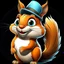 Placeholder: Cute squirrel. He is a delightful creature. Smiling. Imaginative and captivating our hearts with his vibrant beauty. He has big eyes that sparkle with kindness, innocence and joy. A wonderful cartoon character. He wears a black hat, jeans, and a white shirt. An isometric cartoon character. Emphasis and focus on the character. amazing . Nice and innocent. Delightful. Fantasy graffiti style focus and precision on character. A simple yellow background, and at the same time attractive and full of lo