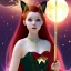 Placeholder: Attractive teenage girl with red hair with golden highlights, who is dressed like a witch casting a spell with a quarterstaff on the moon, she has cat ears, the moon is a solar eclipse, green eyes looking at the moon, background is realistic space, the girl is on a planet, goth girl dress, full body portrait, arm colors gradient effect into stars, rendered, unity 3d, unreal engine, dslr, hdr, 4k, edited, photorealistic, normal number of appendages, freckles, artists rendered