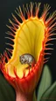Placeholder: Bosch style painting , 3D Venus flytrap, Dionaea muscipula, showing its trigger hairs. Trapping a mouse