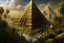 Placeholder: atlantis Egyptian pyramid of giza in the center of a lush maze garden of eden surrounded by a band of water that flows in The four rivers of Eden, this garden is a magical oasis surrounded by a vast and golden desert, Hyper Detailed Face, Photorealistic, Intricately Detailed, Oil Painting, Heavy Strokes, By Jean Baptiste Monge, By Karol Bak, By Carne Griffiths, Masterpiece, Unreal Engine 3D; Symbolism, Colourful, Polished, Complex; UH