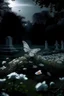 Placeholder: Beautiful Butterfly flying out of the graveyard The graveyard is dark but the butterfly is A glowing, soft white