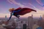 Placeholder: Supergirl flying over Dallas, Texas.