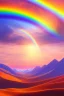 Placeholder: Ufo rainbow, intergalactique, trés belles couleurs, cosmic, colours, planet, gold, realistic, beau paysage futuriste, vaisseau extra terrestre