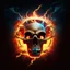 Placeholder: fiery fiery skull inside an ellipse and with lightning around it