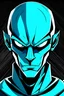 Placeholder: Vector Art, Front View, megamind, stylized