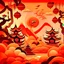 Placeholder: chineese background for game, orange, red colors with traditional elements, stylized