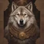 Placeholder: magical sized god wolf, detailed mesmerising brown fur, realism, ancient shrine background