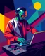 Placeholder: Cool Dj in Cubism Multicolor Vector art picture