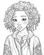 Placeholder: outline art for African american girlcoloring page, Japanese manga style, cartoon style, cute face, white background sketch style, full body is a must, only use outline, clean line art, no shadow, bold outline