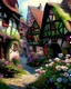 Placeholder: german medieval village with flowers rpg art painterly