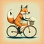 Placeholder: illustration fox with mustache riding a bicycle