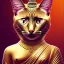 Placeholder: Elegant feline (Siamese cat) laying on Buddha statues lap, observing Thailand, painting impressionism, beautiful, artistic detailed Modifier...