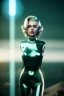 Placeholder: Ultra Realistic sci-fi scene, portrait, blonde woman, sweet Marylin Monroe face, perfect iris, glow eyes, makeup. Retro sci-fi style, helmet, tight latex coat, fog, rain, soft color, highly detailed, unreal engine 5, ray tracing, RTX, lumen lighting, ultra detail, volumetric lighting, 3d, finely drawn, high definition, high resolution.