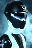 Placeholder: All Black racing suit AnnaSophia Robb, portrait, ghost mask, wearing high tech racing helmet, white smoke, dark, rage, sorrow, high definition, ultra 8 k, volumetric lighting, blue fire, fog