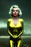 Placeholder: Ultra Realistic retro sci-fi scene, portrait, blonde woman, sweet young Marilyn Monroe face, perfect iris, tight latex coat, Strange planet background, Retro sci-fi style helmet, fog, rain, soft color, highly detailed, unreal engine 5, ray tracing, RTX, lumen lighting, ultra detail, volumetric lighting, 3d, finely drawn, high definition, high resolution.