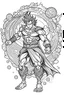 Placeholder: outline art An evolved Superman.Goku cinematic lighting, high resolution 3D render art coloring pages with witch, white background, Sketch style, full body, use outline, Mandala style, clean line art, white background, no shadows and clear and well