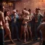 Placeholder: Realistic photo, American shot view, old man, cabaret scene, steampunk. Women, Drunken, Sunglasses, smoking, happy, hot. Many people background, highly detailed, concept art, unreal engine 5, ray tracing, RTX, lumen lighting, ultra detail, volumetric lighting, 3d, finely drawn, high definition, high resolution.