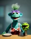 Placeholder: hybrid character, waitress sexy woman with monster muppet mask that covers her entire head, retro style, Sesame Street style, smooth, unreal engine 5, god lights, ray tracing, RTX, lumen lighting, ultra detail, volumetric lighting, 3d.