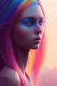 Placeholder: girl, cute, beautiful, long hair, rainbow hair, rainbow dress, close up portrait by Greg Rutkowski