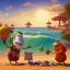 Placeholder: The hangman and the locust on the beach happily making sandcastles in the sun, art by Pixar and Dreamworks