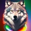 Placeholder: Wolf, red, orange, yellow, green, blue, purple, masterpiece, expert, 8K, hyperrealism, sharp focus, cinematic lighting