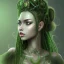 Placeholder: Gorgeous, green, plant witch, dark skin, green braids