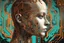 Placeholder: An image capturing the silhouette of an artificial intelligence in human form set against the backdrop of an abstract mass of circuitry. The face should be detailed but without gender and the AI in human form should look friendly. Create contrast using the colors turquoise, and orange. Also use the color: #5E8AC3. Incorporate elements of soviet brutalism and neo-tokyo aesthetics.