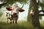 Placeholder: cow stuck in the top of a tree can not get down